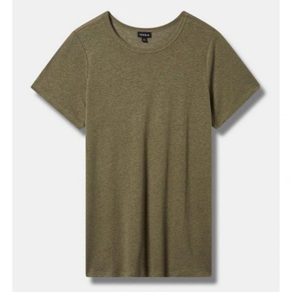 torrid Tops - Torrid Lightweight Linen Blend Crew Neck Tee